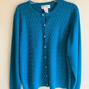 Turquoise Beaded Cardigan